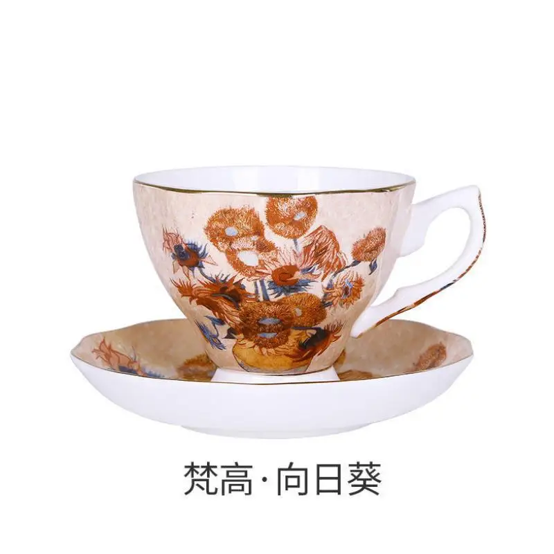 

European style small luxury coffee cup ceramic mug gold tracing household tea