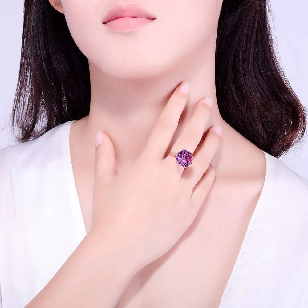 

Exquisite Korean Style AAA Zircon Engagement Ring for Women Six Claw Big Purple Austrian Crystal Wedding Rings Fashion Jewelry