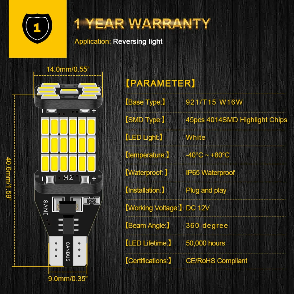 2 шт. Canbus T15 T16 led 921 W16W лампы резервные фары заднего хода автомобиля 1200lm для Hyundai Santa