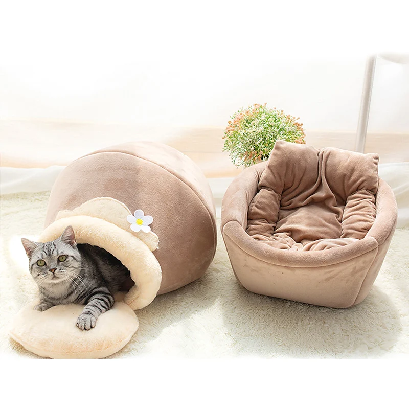 Саморазогревающийся 3 в 1 складной закрытый домик для кошек удобный спальный