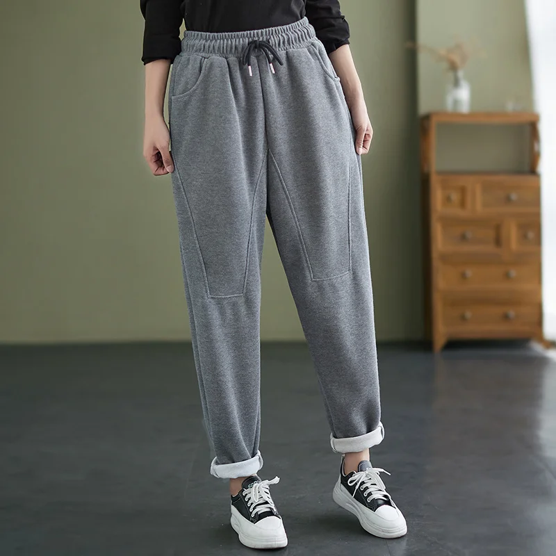

2021 Autumn New Loose Sweatpants Large Size Women's Straight Belly Contracting Elegance Retro Casual Pants Women's plus Size