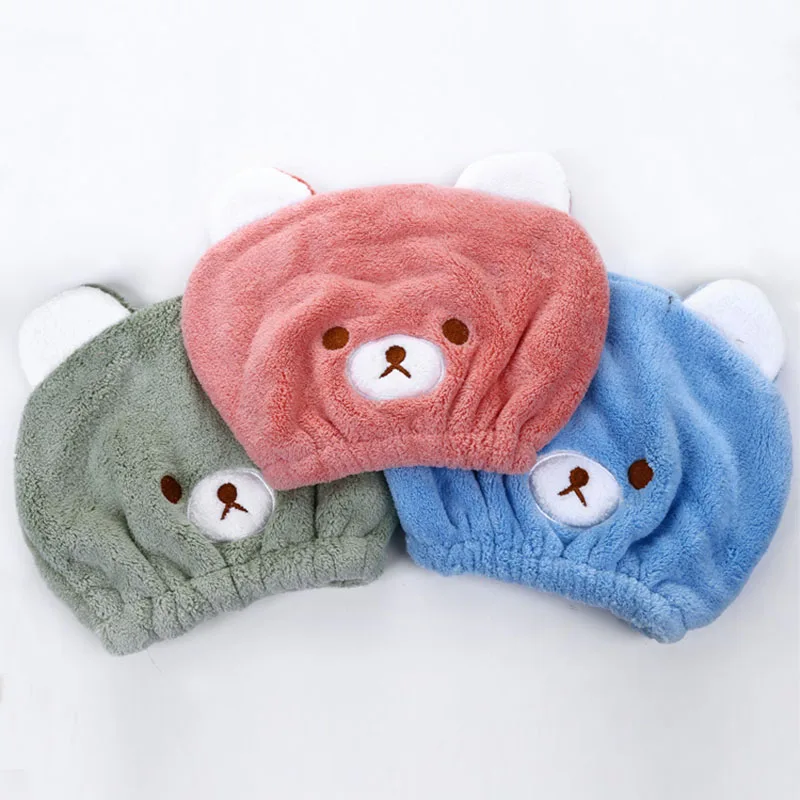 

Cute Animal Dry Hair Cap Baby Towels Ultra-Soft Coral Fleece Dry Hair Hat Strong Absorbing Infant Children Bathing Supplies