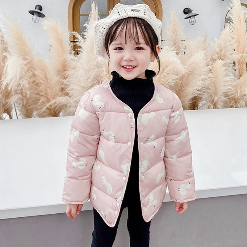 

Children's Clothing Autumn Winter Baby Warm Liner Light Down Cotton-padded Jacket Cartoon Jackets Kids Girls Coat Outerwear