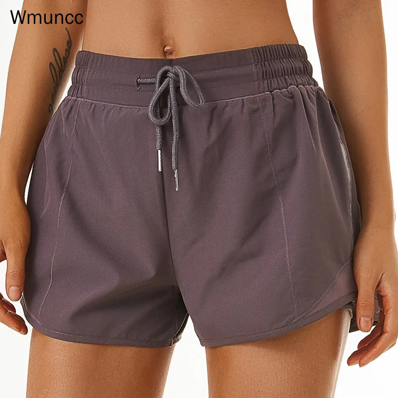 

Wmuncc 2022 Yoga Women's Jogging Shorts Fitness Gym Tie Waist Sports Activewear Zipper Pocket Running Breathable Tights 2 In 1