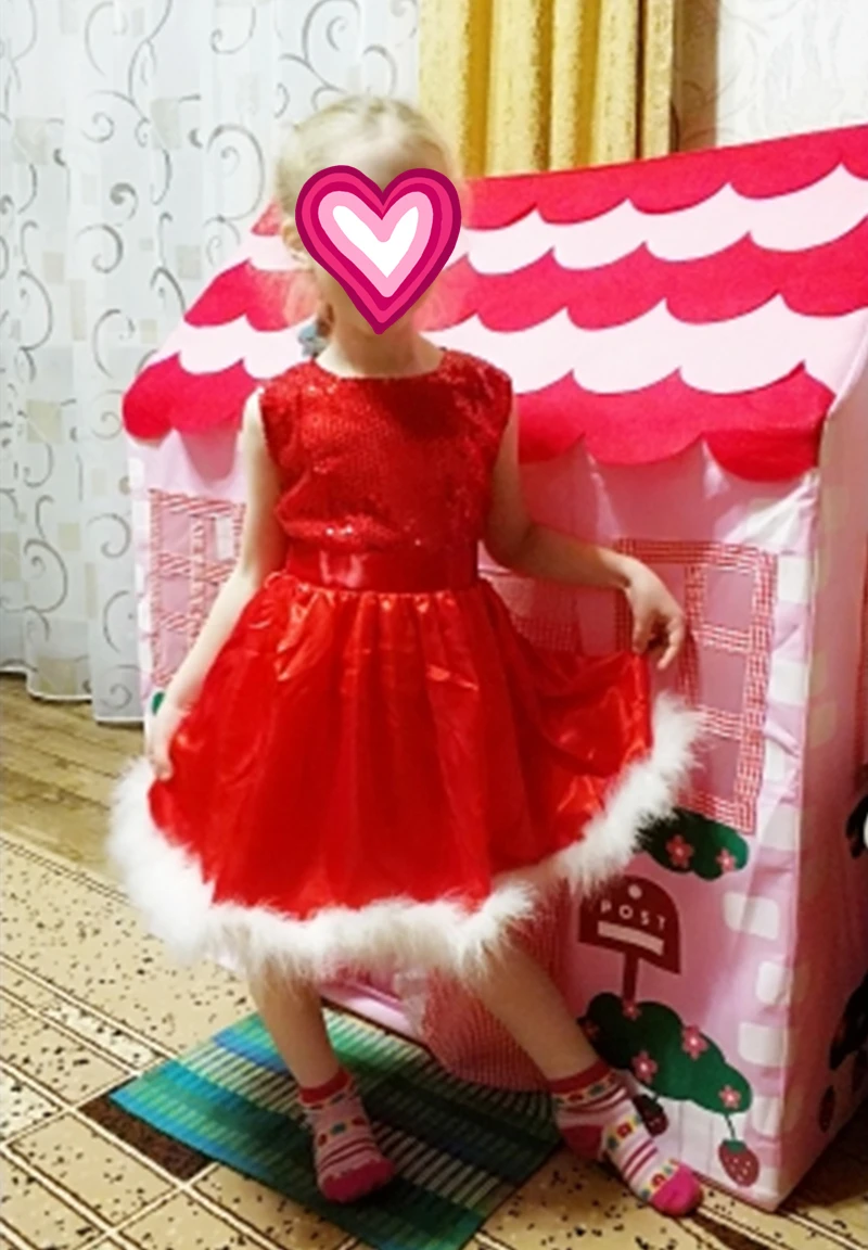 Красное рождественское праздничное платье костюм Санты для девочек Детские платья для девочек, рождественские подарки, детская Изысканная одежда с пайетками, одежда для детей возрастом от 6 до 8 лет