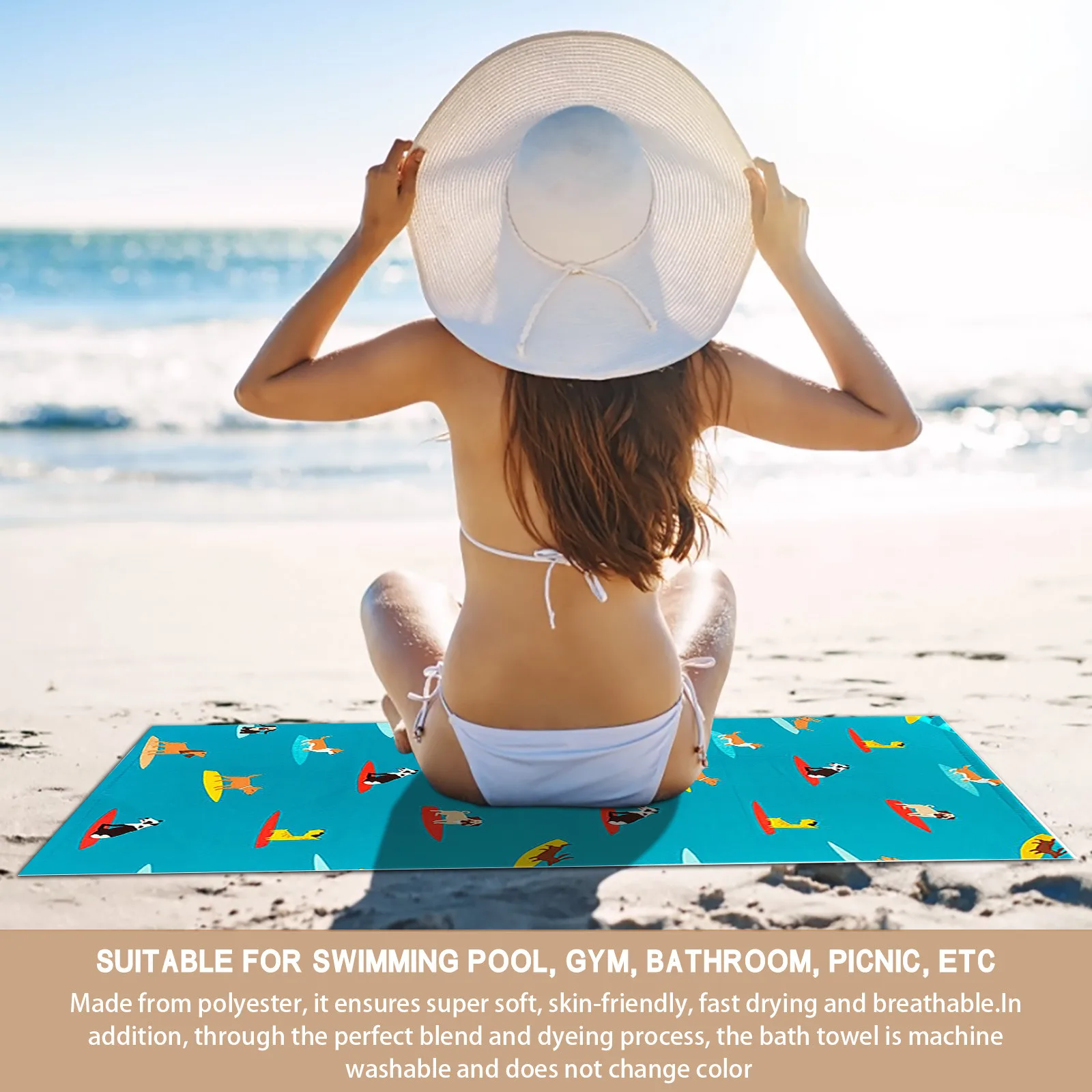 

Ultra Fine Soft Printed Beach Towel Absorbent Quick Dry Soft Pool Towel Thick Terry Sandproof for Men Women Adult Travel Swim