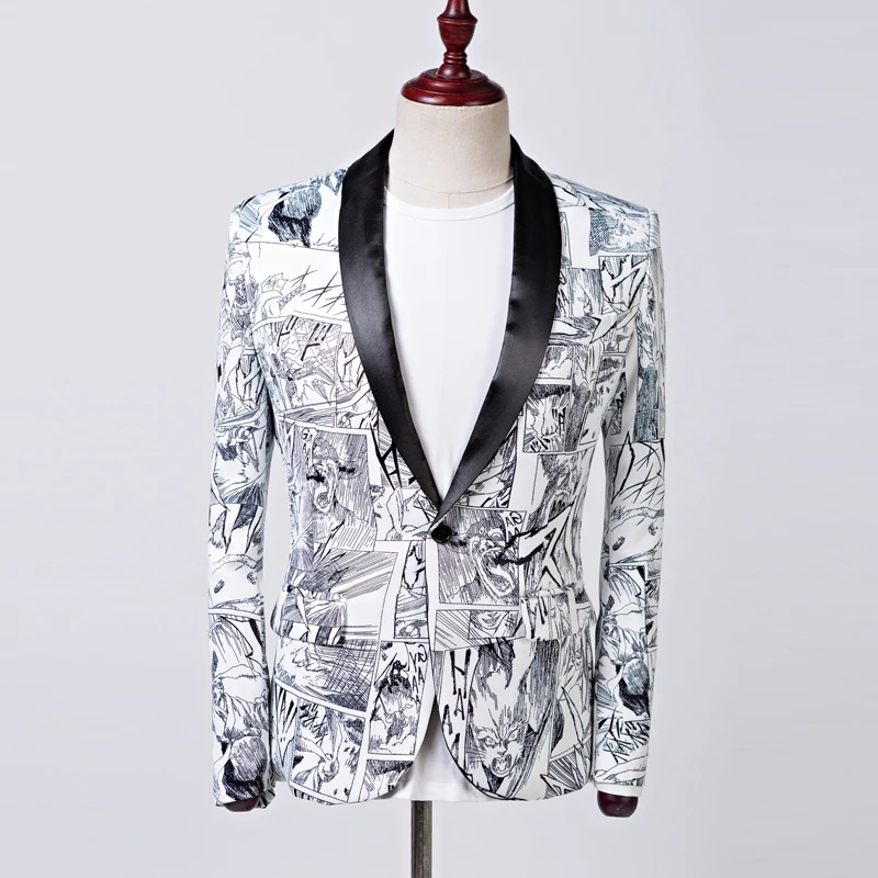 Новый мужской красочный костюм с принтом для студийной хозяйки шалевым