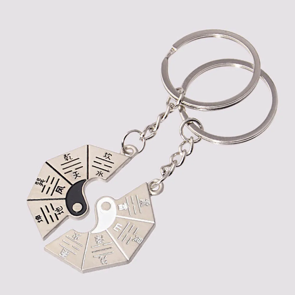 Винтажное серебряное кольцо для ключей Yin Yang Bagua брелок автомобильная сумка с
