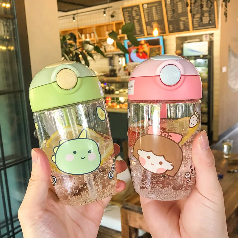 

Cartoon Animal Children's Straw Cup Outdoor Sports Portable Portable Plastic Water Bottle Gifts for Children