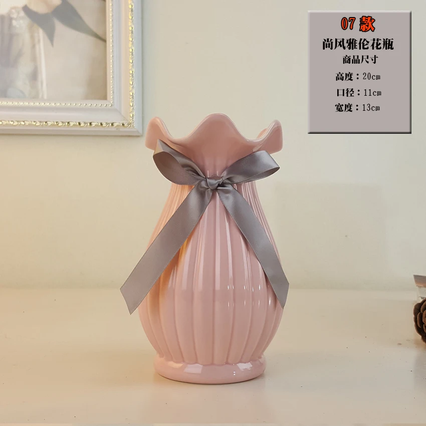 L pink Современная Европейская модная керамическая ваза для цветов, украшение для дома, маленькие керамические вазы, свадебное украшение для дома, настольная ваза ручной работы - Цвет: L pink