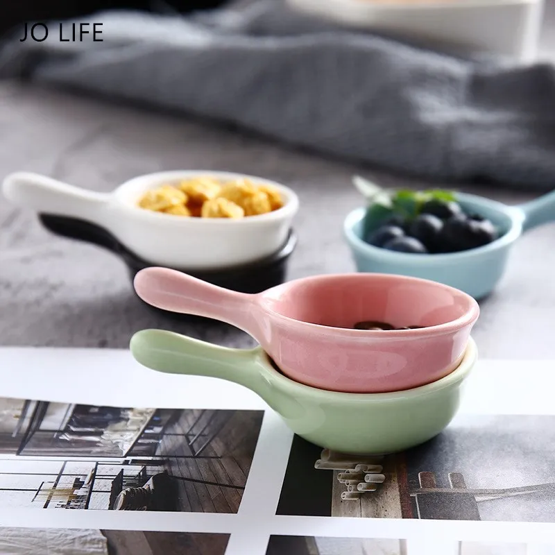 

JO LIFE Home Simple Sauce Dish Vinegar Mayonnaise Tray Mini Nordic Style Ceramic Plate with the Handle