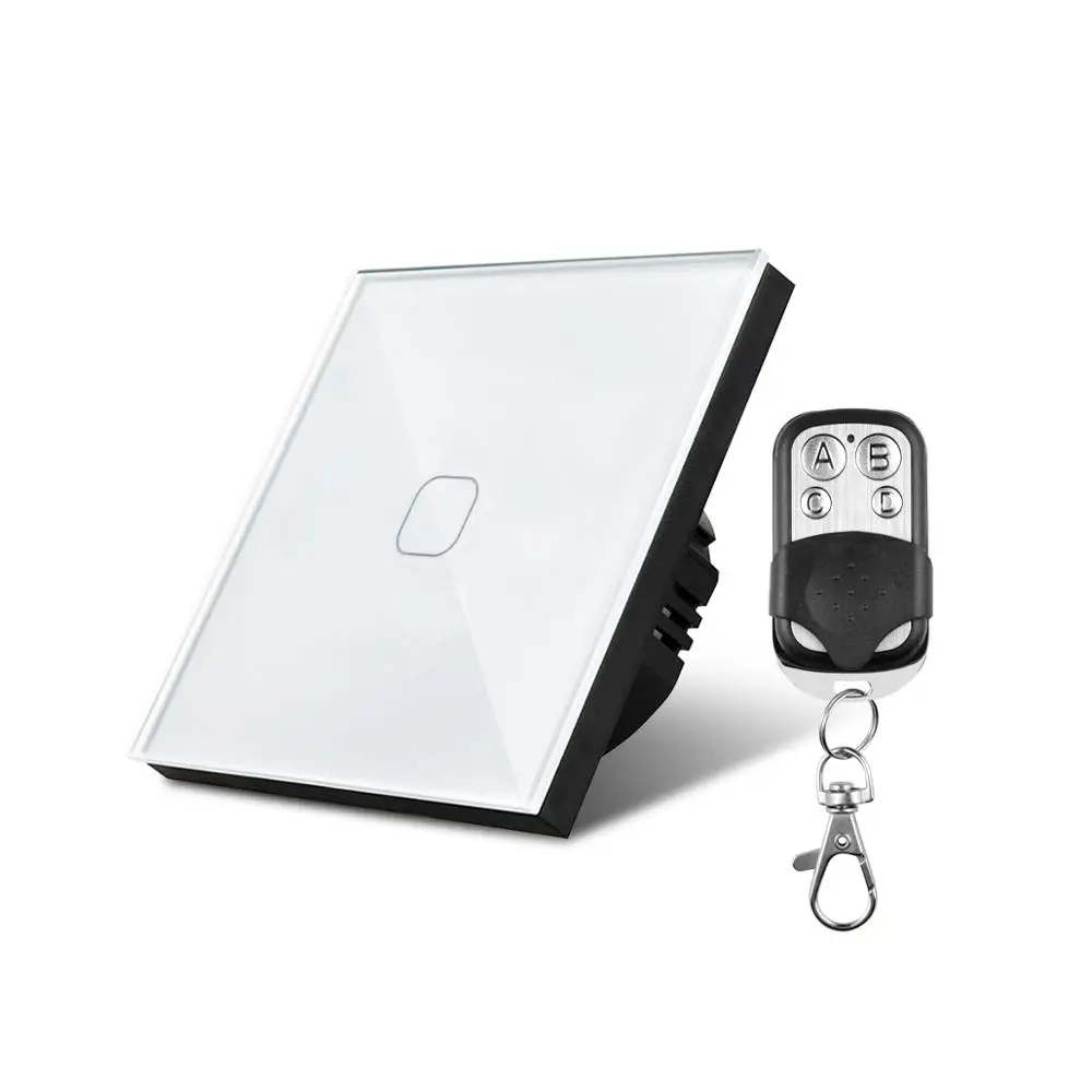 White With Remote 1/2/3 местный 1 позиционный встраиваемый светильник Настенный светильник сенсорный выключатель с украшением в виде кристаллов Стекло Панель Дистанционное управление 220V ЕС подставка светильник выключатель лампы - Цвет: White With Remote