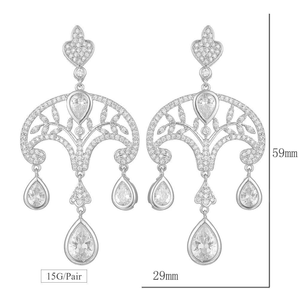 

LARRAURI Vintage Waterdrop Earrings For Women Charm Cubic Zirconia Bridal Wedding Engagement Fashion Jewelry 2019