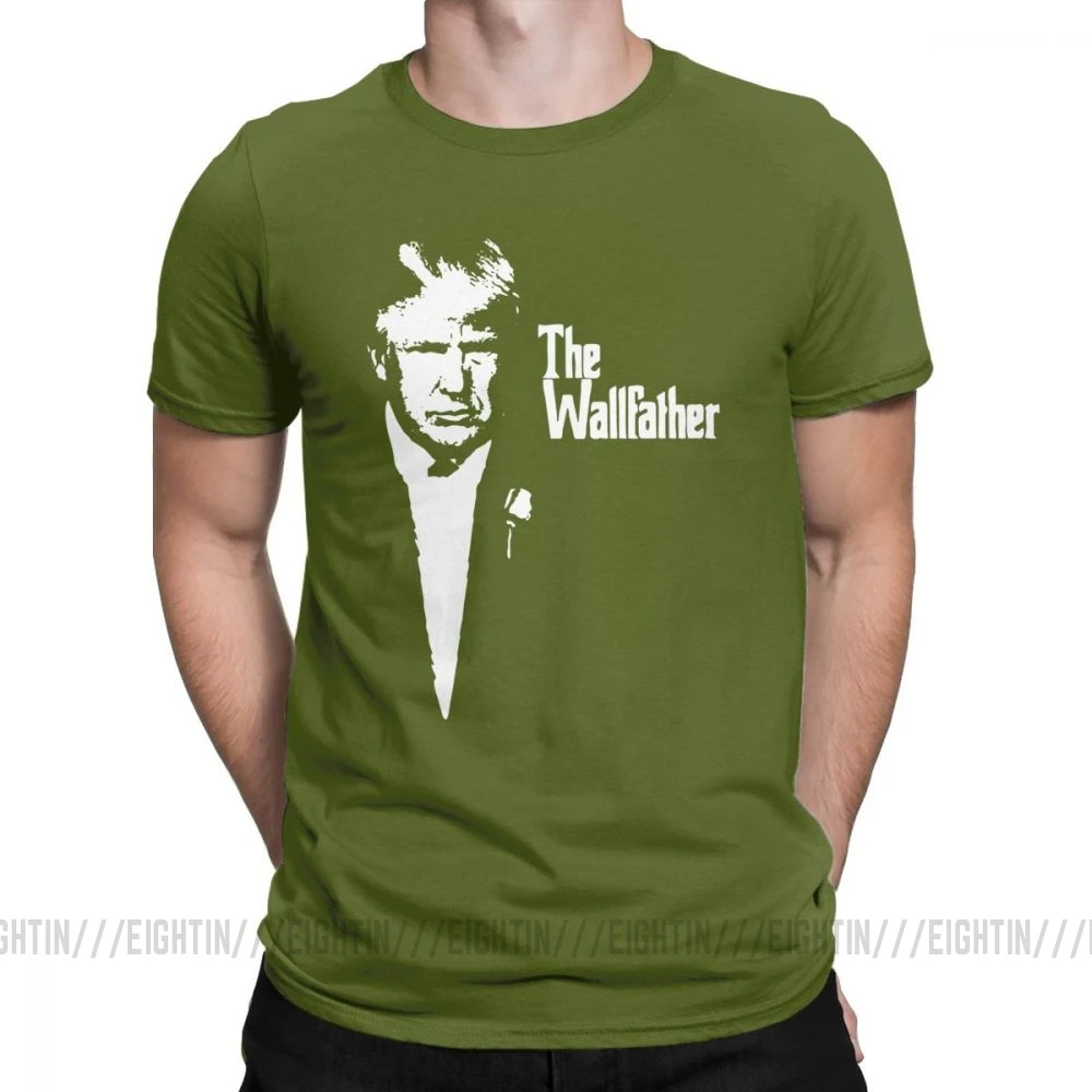 Trump The Wall Father Мужская футболка, винтажная очищенная хлопковая футболка с короткими рукавами, футболка с круглым вырезом, топы большого размера - Цвет: Армейский зеленый