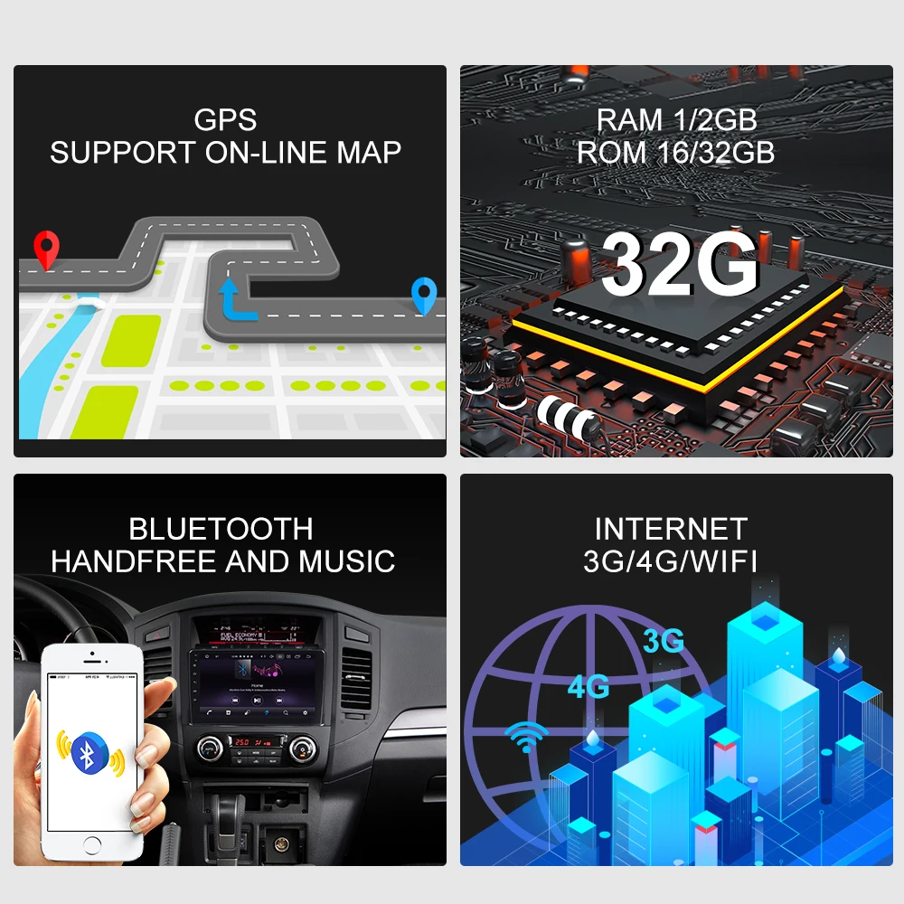 ISUDAR Автомагнитола для MITSUBISHI/PAJERO 2 din Android 9 Авторадио Мультимедиа gps ram 2GB rom 32GB USB DVR AHD