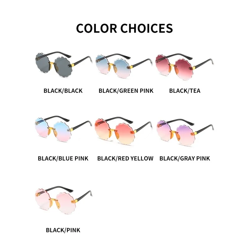 Круглые детские очки без оправы с милой оправой серые синие линзы модные