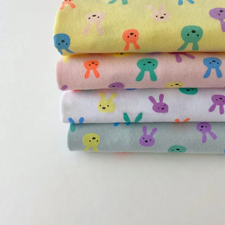 

2021 High Quality Summer Korean Baby Loungewear Polka Dots Bunny Print Cotton Kids Pajamas Set Children Sleepwear