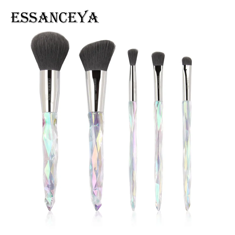 5 pcs ESSANCEYA, 5/10 шт, набор профессиональных кистей для макияжа, красочные кисти для макияжа с бриллиантами, основа для макияжа, тени для век, косметические инструменты - Handle Color: 5 pcs