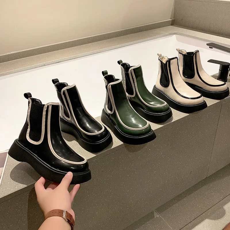 Women's Ankle Boots Leather Women's Shoes Chelsea Designer Chelsea Boot Women's Flat Shoes Short Boots Motorcycle Shoes Autumn