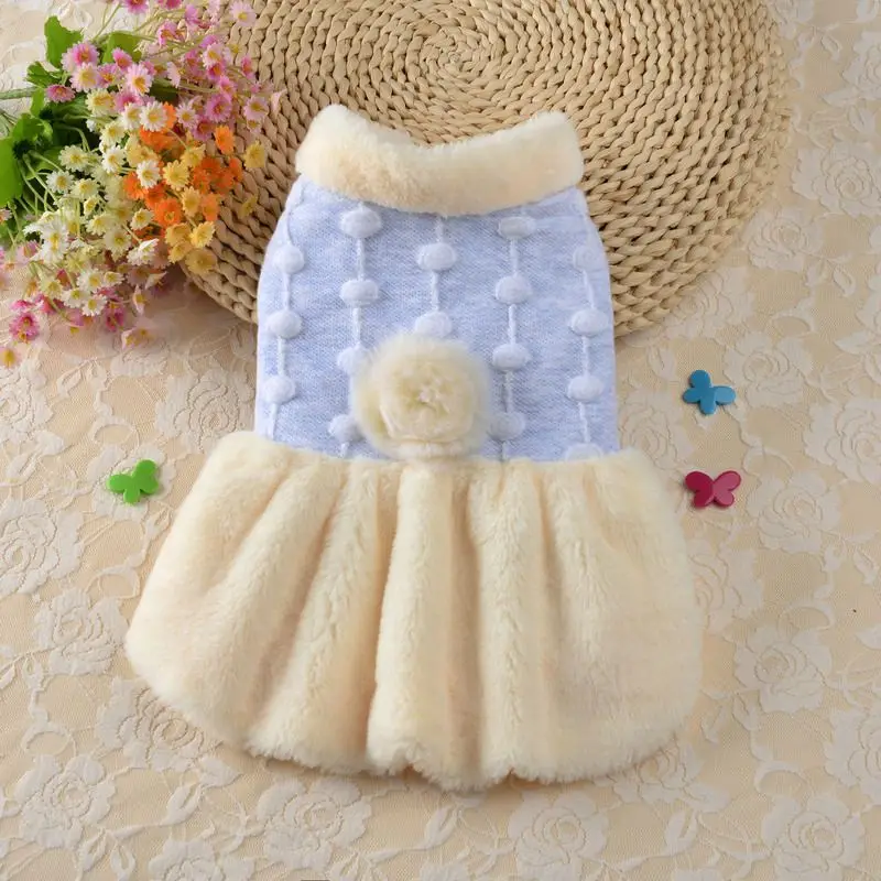 Милое Платье для собак и девочек утепленный теплый костюм холодной погоды пальто