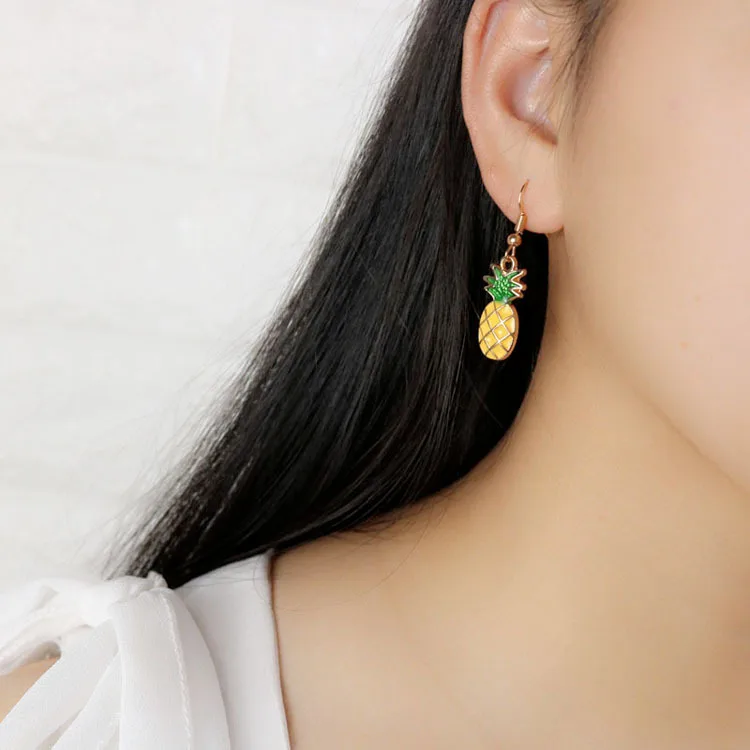 Эмалевые Подвески в виде цветов фруктов арбуза клубники корейские серьги