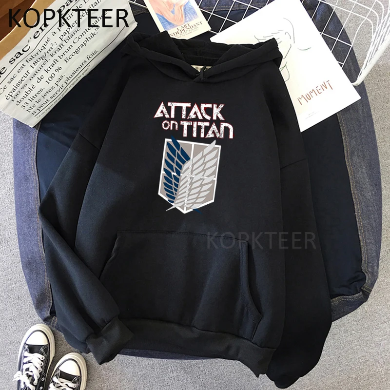 

Attack on Titan Anime Hoodies New Ulzzang Casual Men Women Long Sleeve Fun Tops Harajuku Streetwear Casual Hooded Pullovers