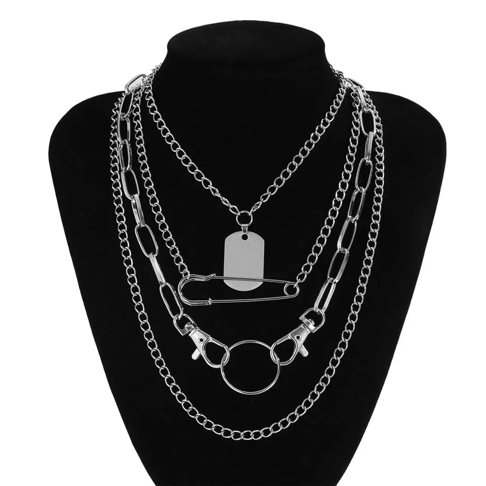 

Goth High Quality Alloy Chain Chunky Necklace Women Steampunk Boho Silver Color Lock Link Choker Friends Aesthetic Punk Jewelry