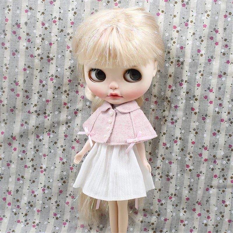 Одежда для куклы ICY DBS Blyth белое платье с розовой мантией костюм 1/6 BJD OB24 аниме