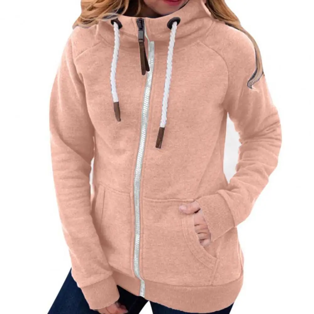 

Cardigan Hoodie Long Sleeve Drawstring Pockets Turtleneck Sweatshirt Casual Coat Stylish