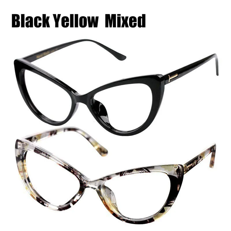 Black Yellow Mixed SOOLALA очки для чтения «кошачий глаз» женские и мужские большие очки для чтения+ 0,5 0,75 1,25 1,75 2,25 до 4,0 пользовательские очки для пресбиопии - Цвет оправы: Black Yellow Mixed