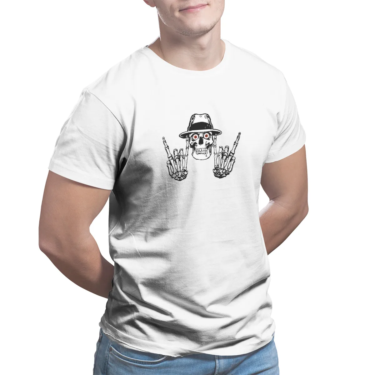 

Heavy Metal Skull Shirt 100% Cotton Punk Kawaii Retro top quality Plus Size Clothing 24027