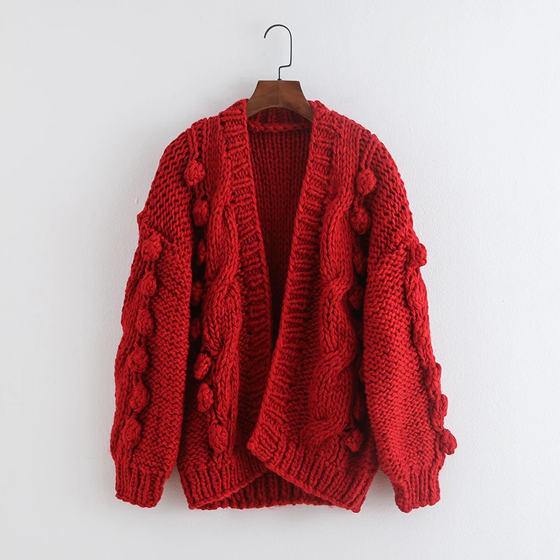 

OMIKRON New Fashion Women Long Sleeve Hand knitting Open Stitch Casual Knitted Sweater Women Invierno Loose Cardigans Mujer