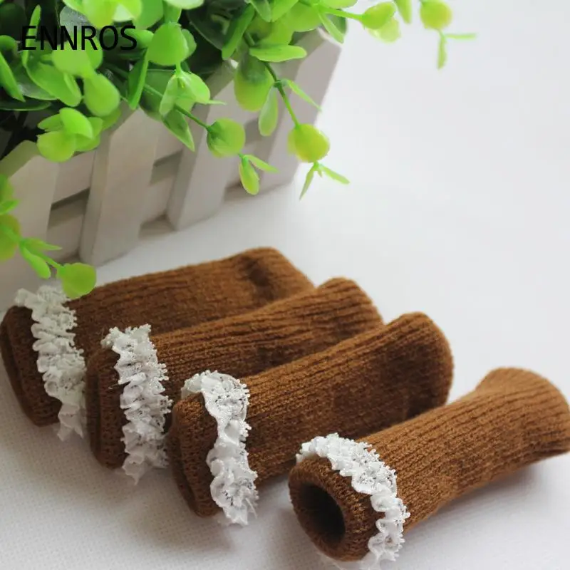 ENNROS 4 шт./компл. Трикотажный чехол для стола и стула с кружевными краями ног