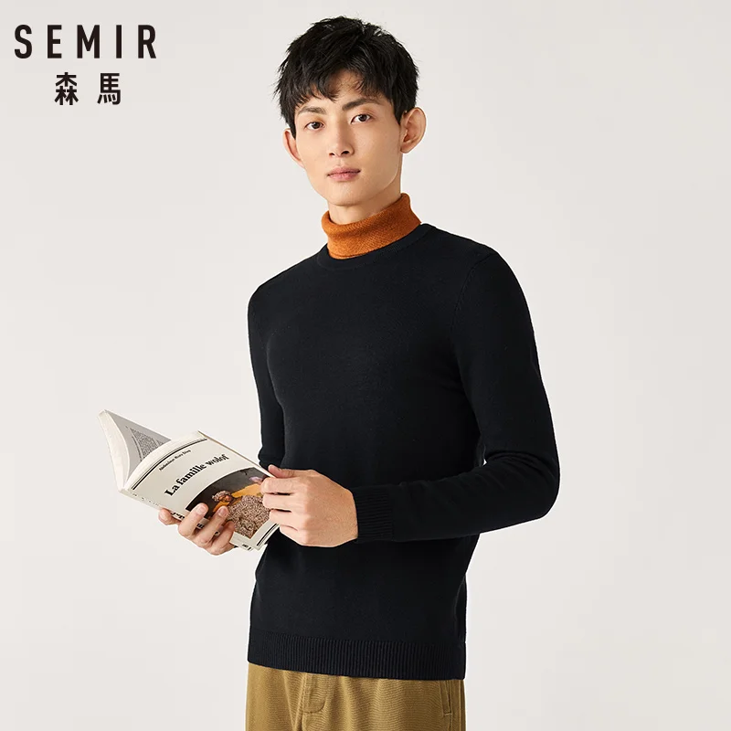 Semir пуловер свитер для мужчин молодой Зимний новый круглый вырез корейский