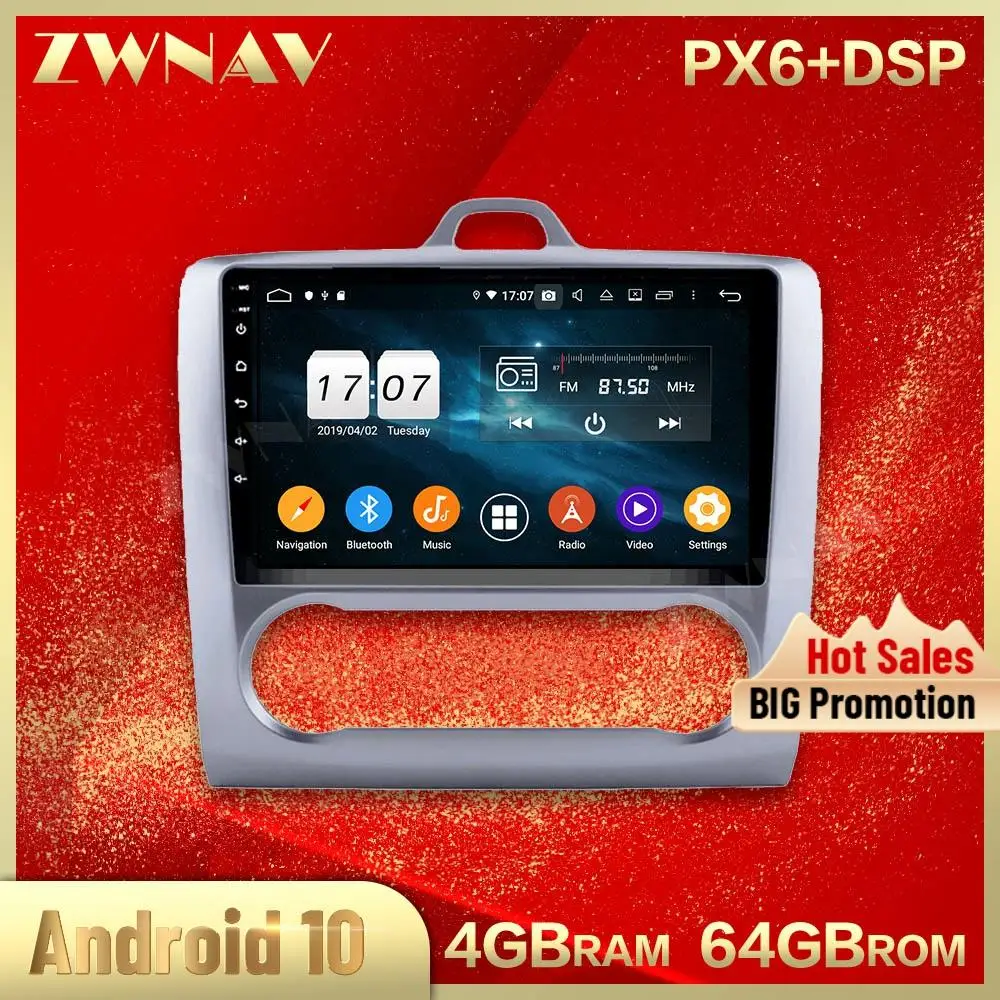 

2 din Android 10,0 экран Автомобильный мультимедийный плеер для FORD FOCUS на 2004-2011 BT аудио Радио Стерео GPS navi головное устройство авто стерео