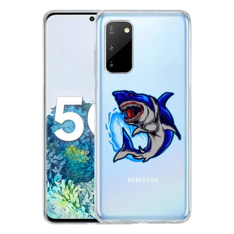 

Shark Illustration Phone Case Clear Cover For Samsung S10 S10lite 2019 S9 S9plus S8 S7 Transparent Cases