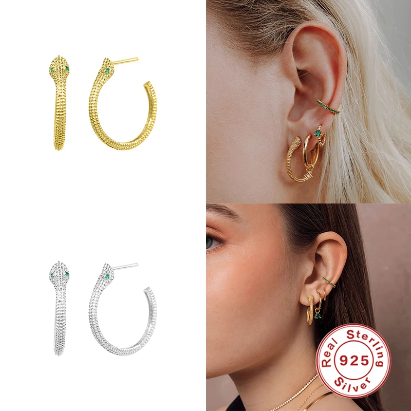 ROXI сексуальные серьги-гвоздики в виде змеи с зелеными глазами питона для женщин