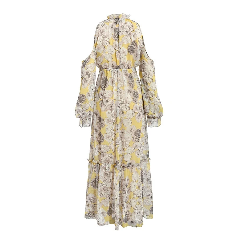 Женское длинное шифоновое платье элегантное облегающее Платье макси с высоким