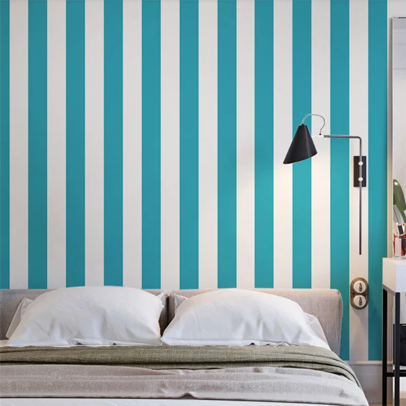 Обои beibehang в средиземноморском стиле с синими и розовыми вертикальными полосками