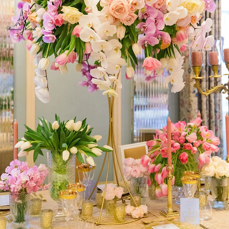 Свадебная Гальваническая золотая металлическая железная рамка колонна