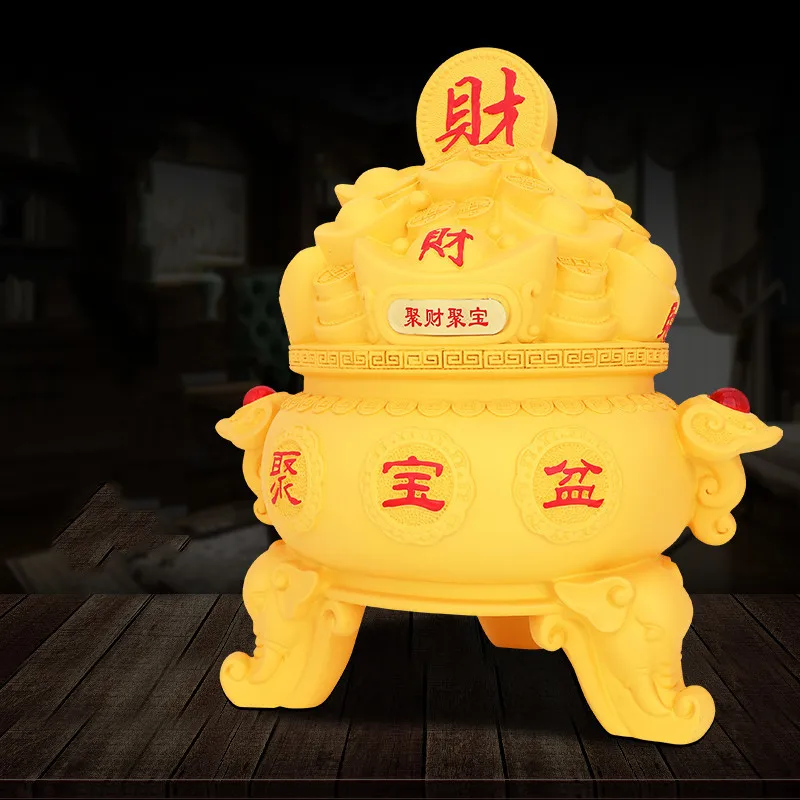 Китайская Золотая миска счастливого сокровищ Fengshui статуя из смолы домашний