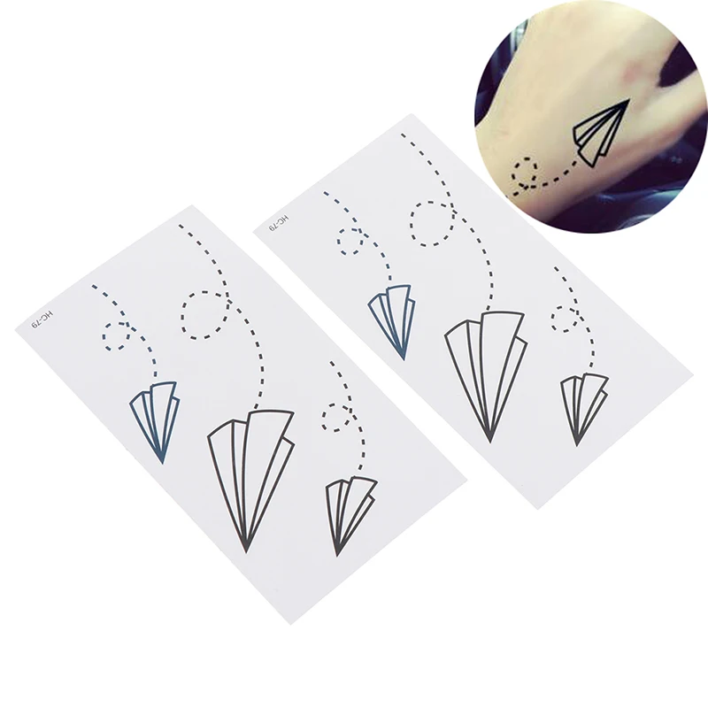

2pcs/set Disposable Tattoo Sticker Waterproof Body Tattoo Stickers Paper Plane Sticker For Women Kids