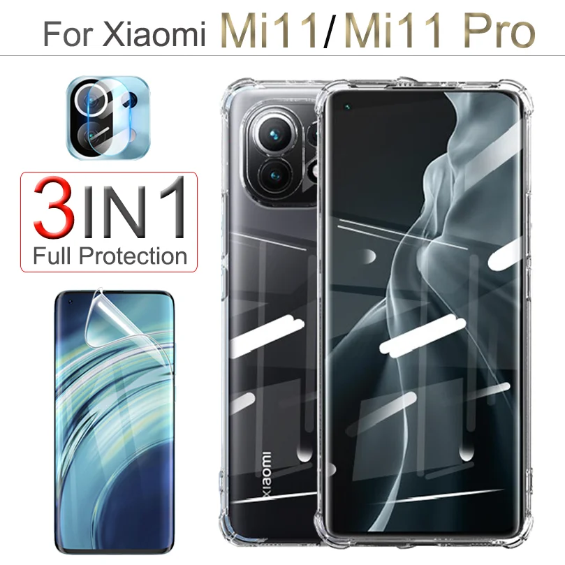 

Silicone Soft Case Mi 11, Safety Armor Cover for xiaomi mi 11 pro Shockproof Case Mi11 Mi11Pro Soft Glass+Clear Cover Mi 11 Case