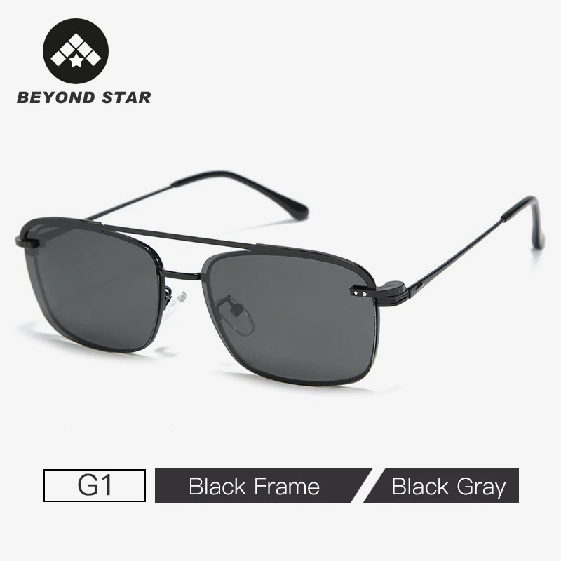 G1 Black Gray BEYONDSTAR модные прямоугольный магнит клип мужские солнцезащитные очки бренд квадратный вождения прозрачные очки поляризационные для мужчин Gafas G2063 - Цвет линз: G1 Black Gray