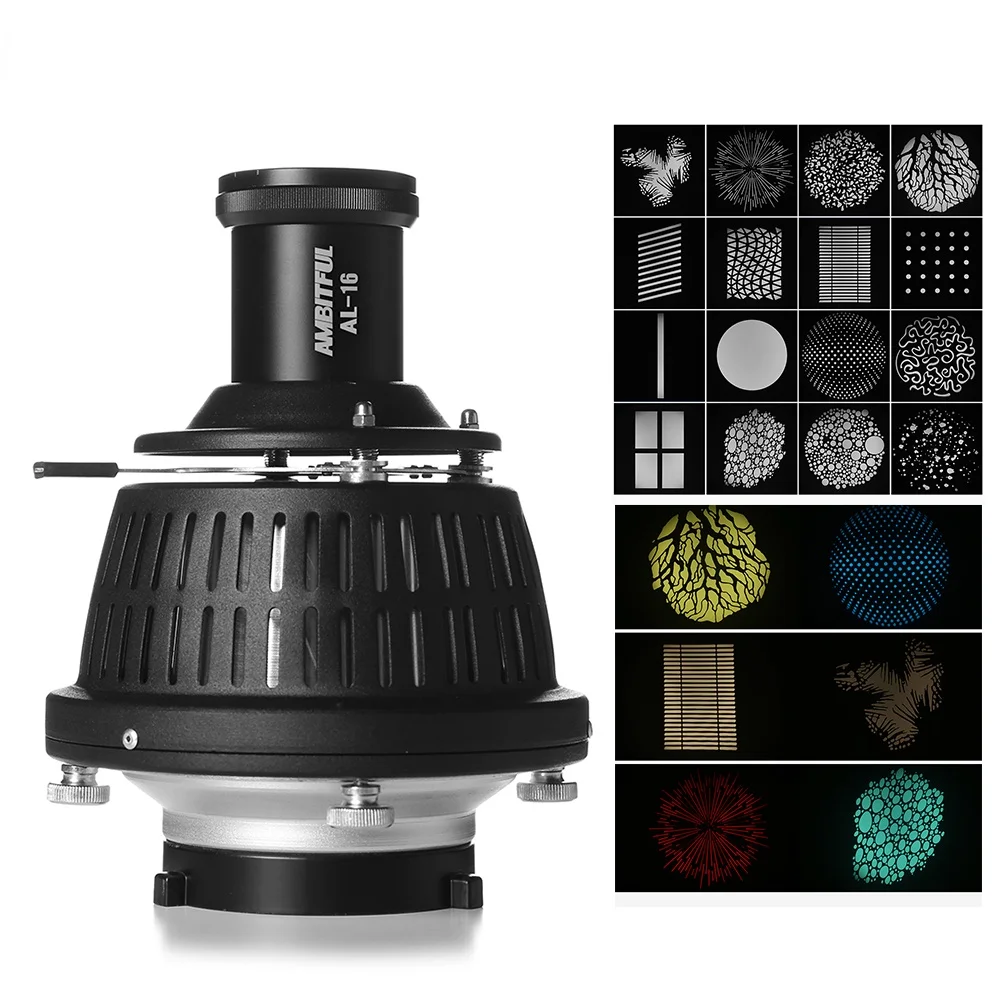 

AMBITFUL AL-16 Focalize Conical Snoot Optical Condenser Art Special Effects Shaped Beam Light Cylinder with Shape and Color Gel