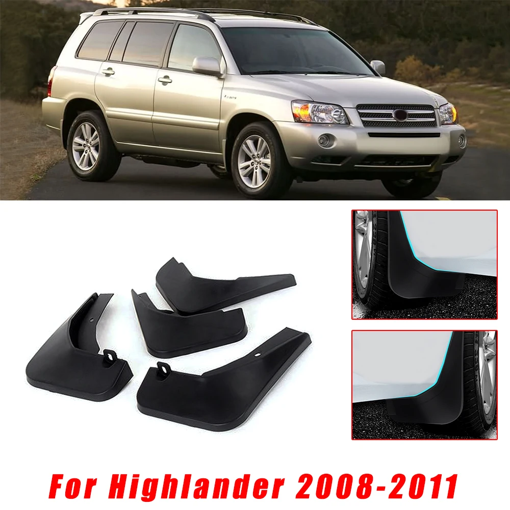 

4pcs Car Mud Guards For Toyota Highlander 2008 2009 2010 2011 Fit No Drill Mud Flaps Flare Splash Guards Kits Molded Accessories
