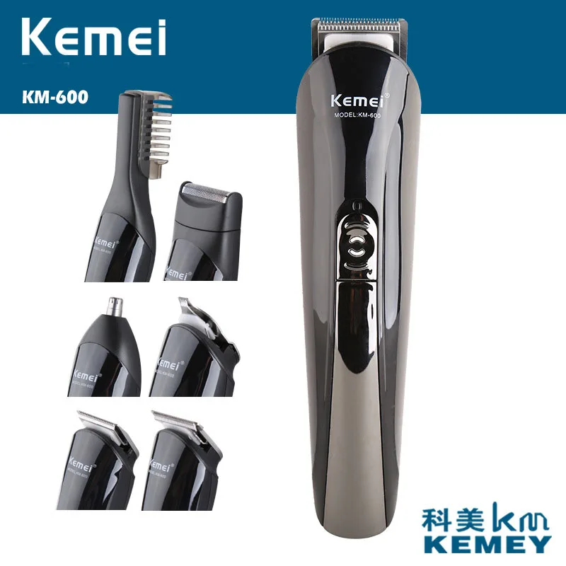 Фото Аккумуляторная машинка для стрижки волос kemei KM 600 6 в 1 бритва триммер бровей носу