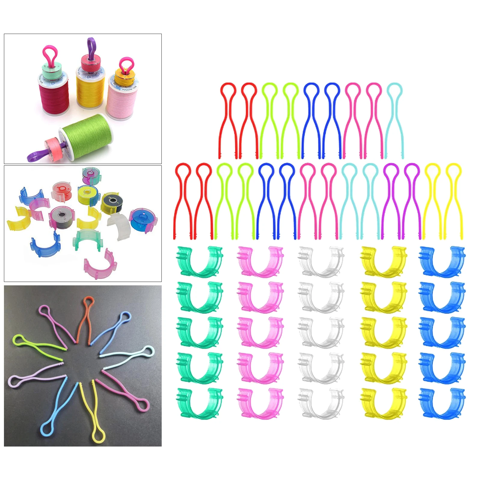 

50 Pieces Bobbin Clamps Holders Silicone Non-slip Clip for