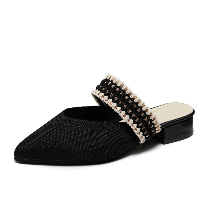 Элегантные женские шлепанцы Летние модные туфли без задника с острым носком на