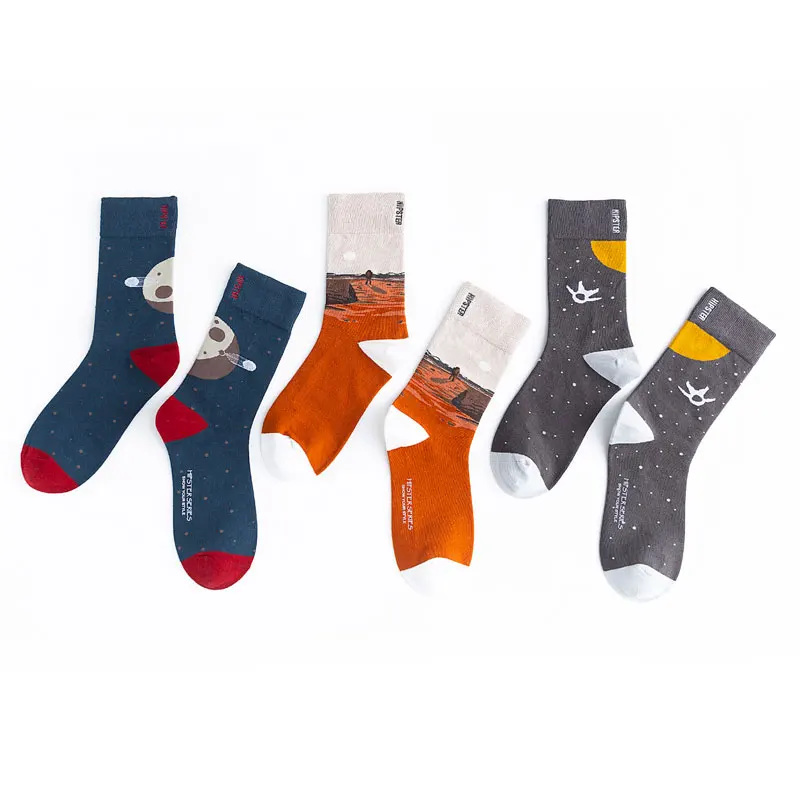 Носки мужские цветные с рисунком 100 хлопок 1 пара Размеры 35 43|Мужские носки| |